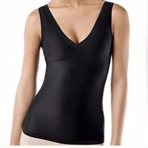 Spanx Black Double V-Neck Sleeveless Top 310, Size Medium
